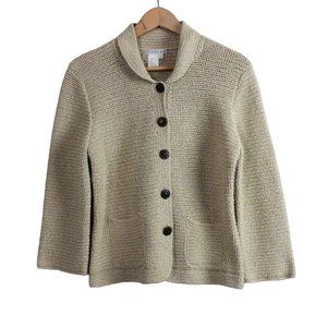 Spanner Beige Metallic Knit Sweater Blazer